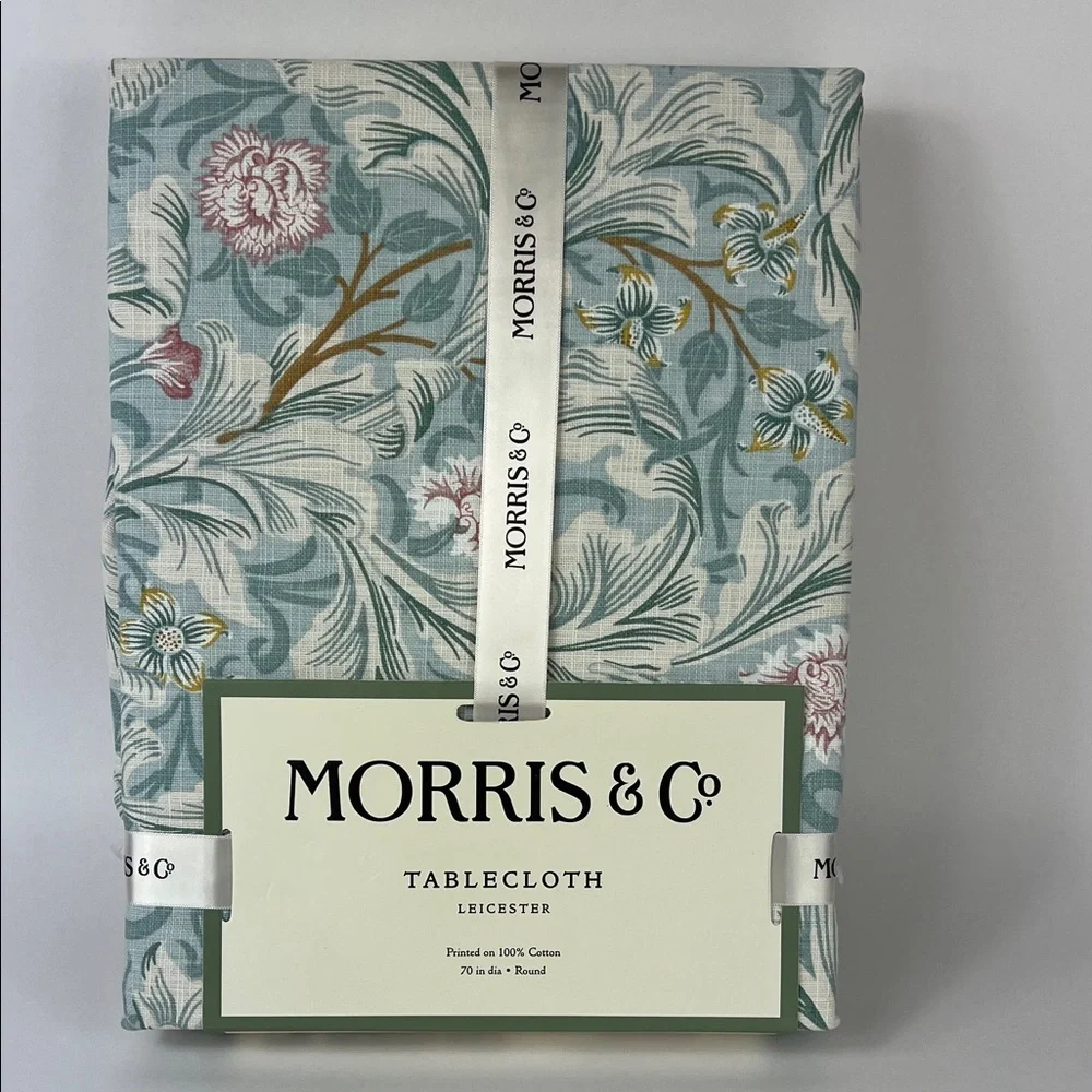 William MORRIS Co Tablecloth Leicester Blue Floral Spring Cotton 70